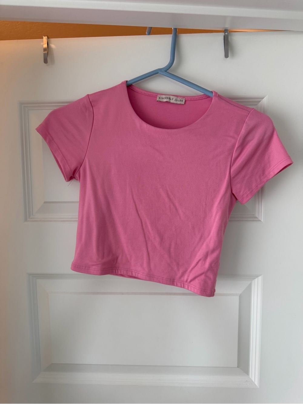 Sincerely Jules Pink Short Sleeve Crop Top